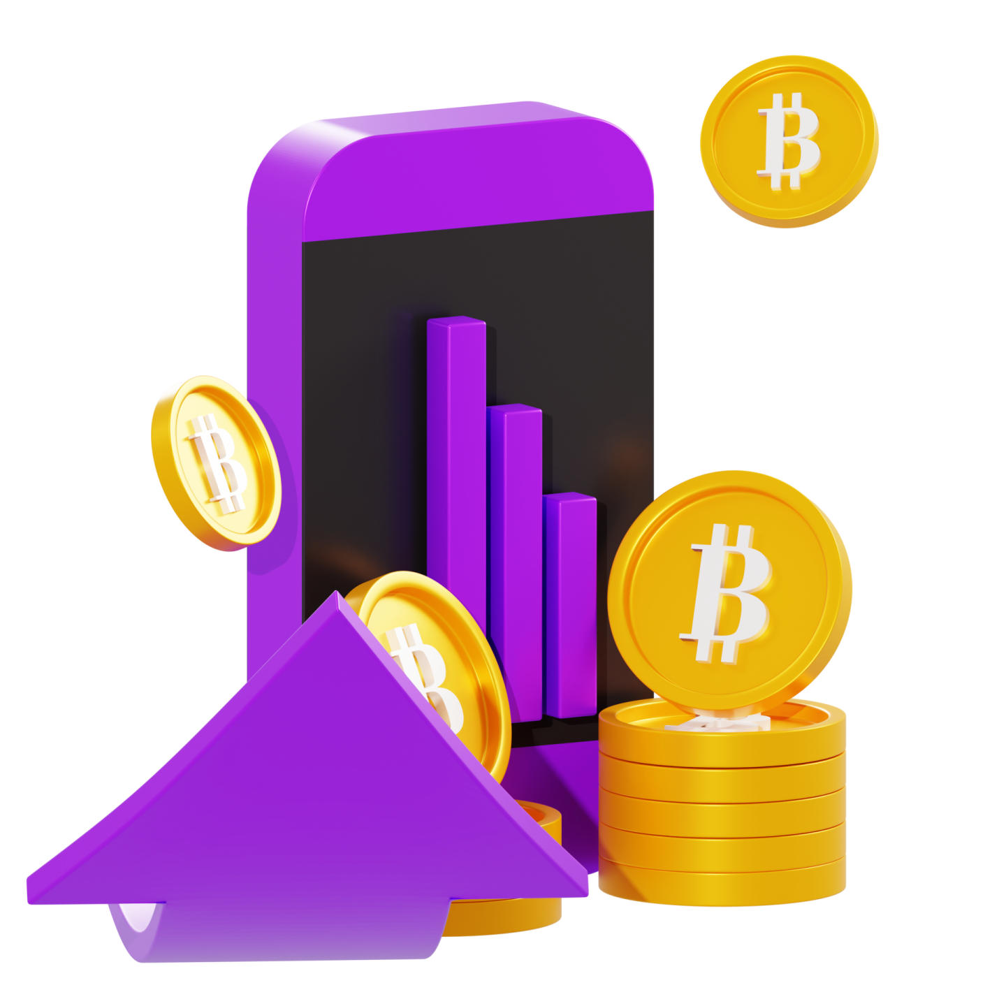 a purple house surrounded by stacks of gold coins