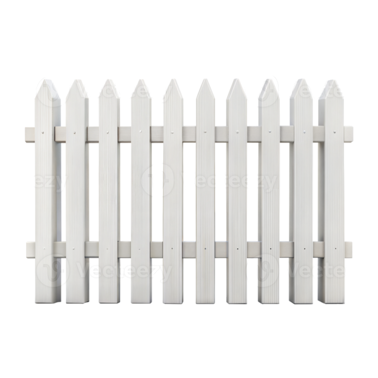 white picket fence on a white background