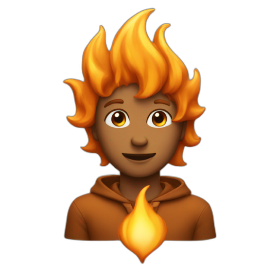 a cartoon character with a fire on his head