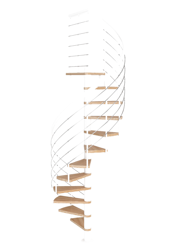 a spiral staircase made out of wood and metal