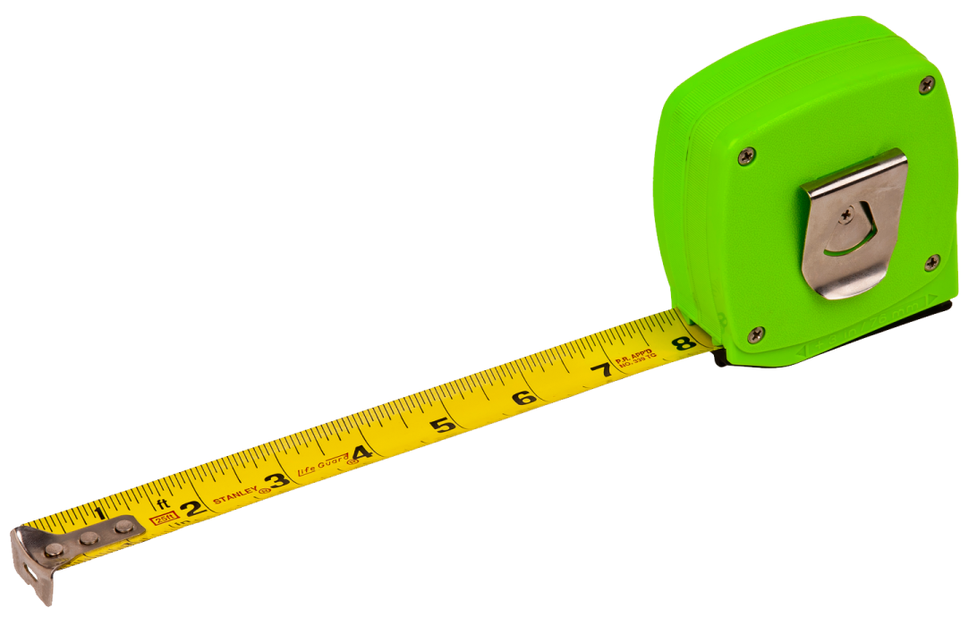 a green measuring tape on a white background