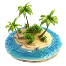 a small island with palm trees on it