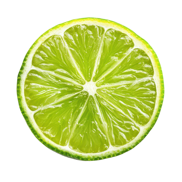 a slice of lime on a white background