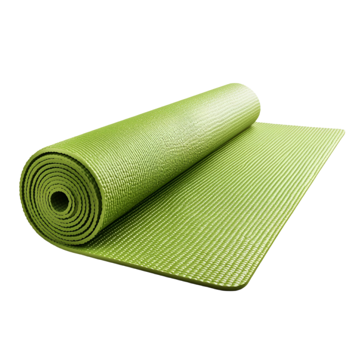 a green yoga mat on a white background