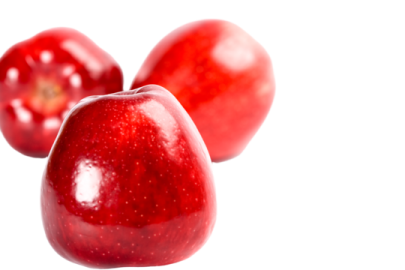 three red apples on a white background