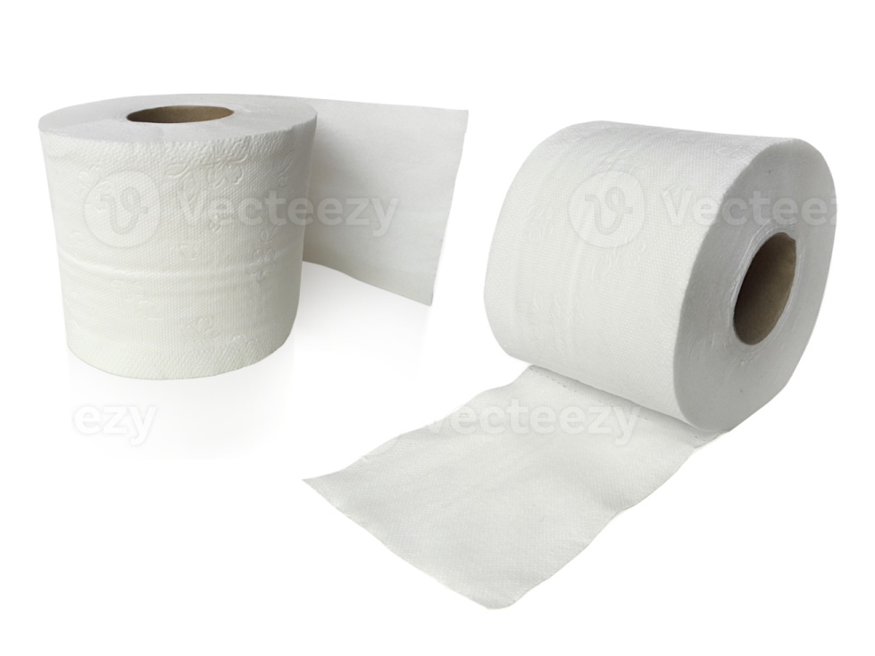 two rolls of toilet paper on a white background