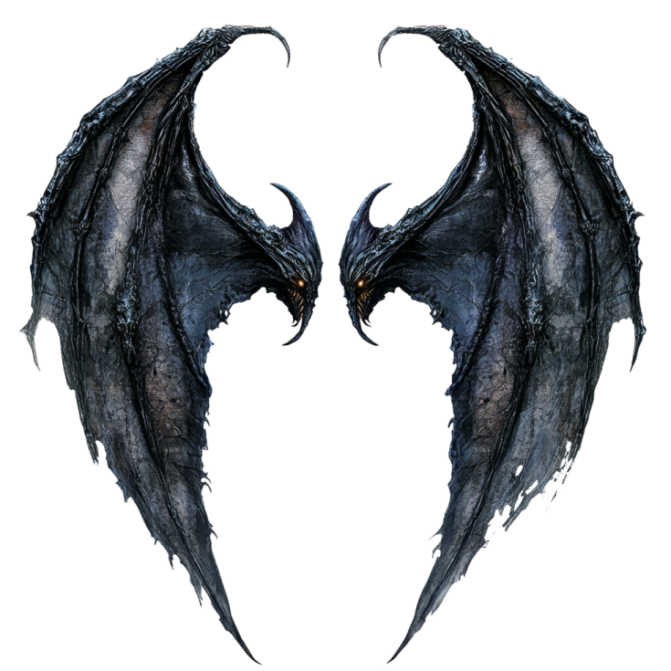a pair of black dragon wings