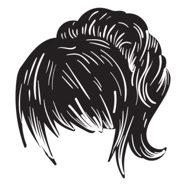 a black and white drawing of a woman's hair
