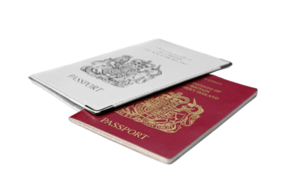 two passports on a white background