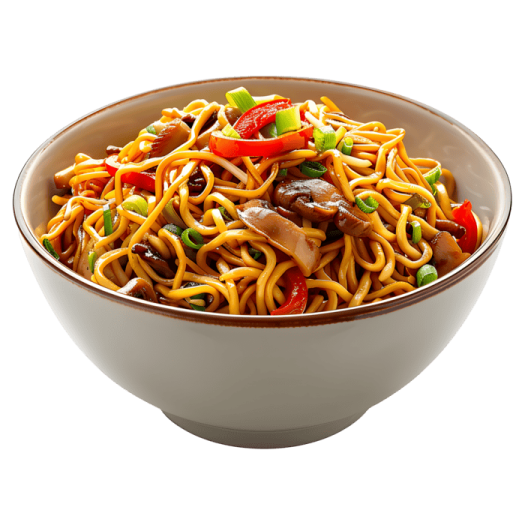 a bowl filled with noodles and vegetables