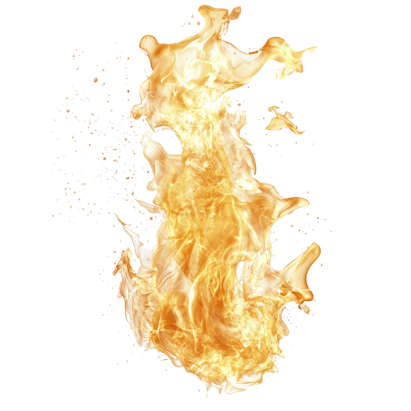 a yellow fire on a white background