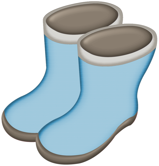 a pair of blue rain boots