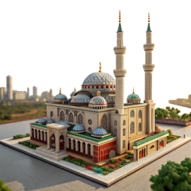 a model of a mosque in the middle east