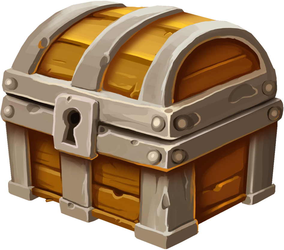 a chest with gold and silver in it