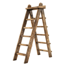 a wooden ladder on a white background