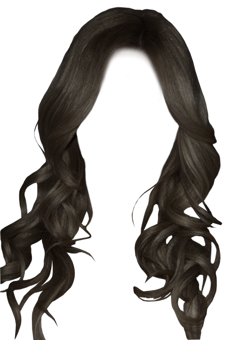 a woman with long black hair on her head