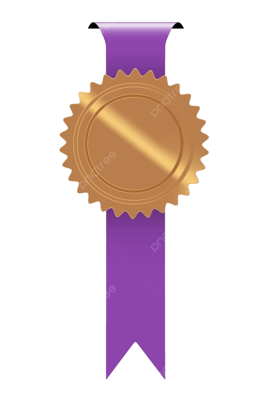 a purple ribbon with a gold medal on it