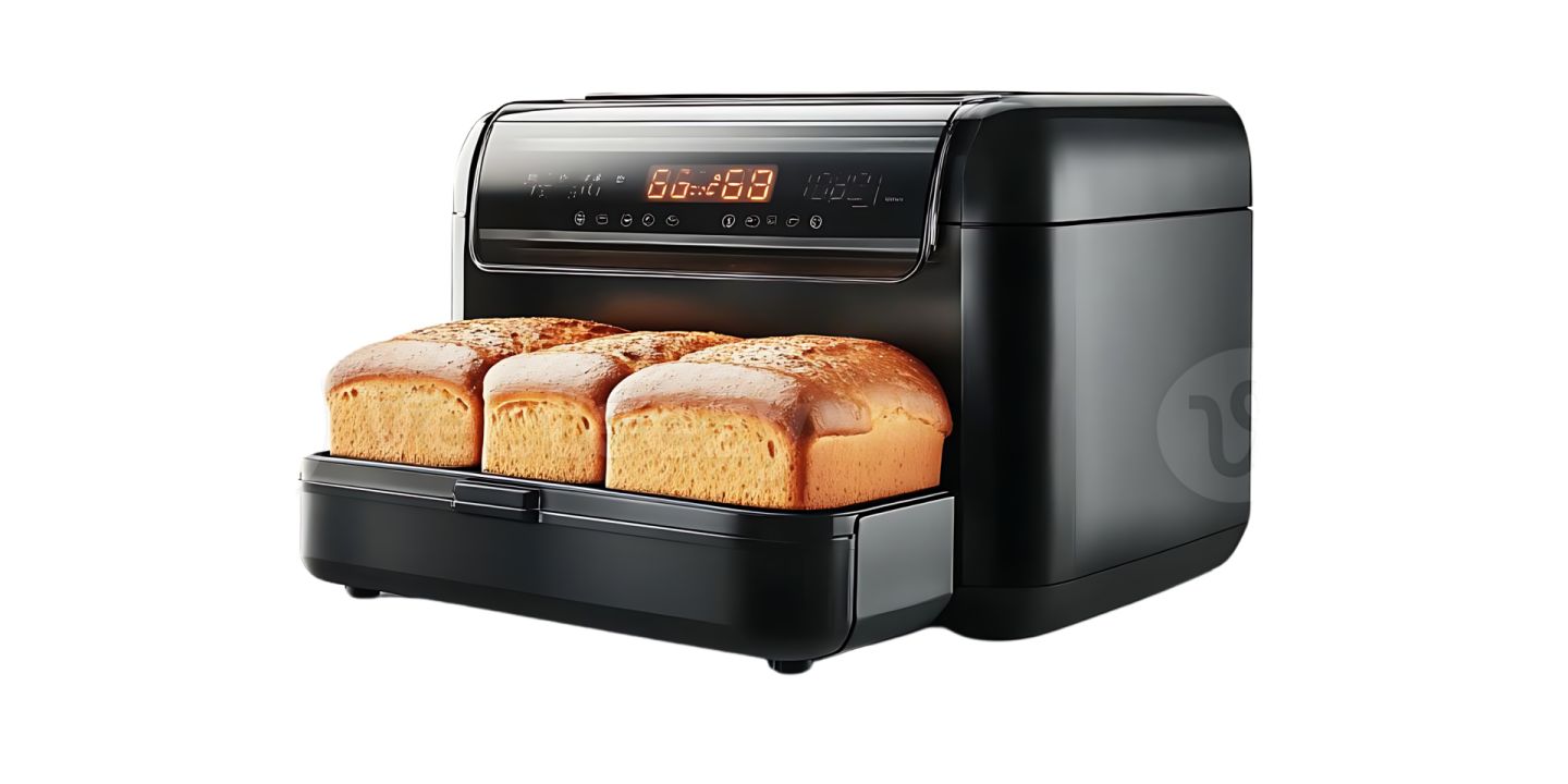 a bread maker with two slices of bread in it
