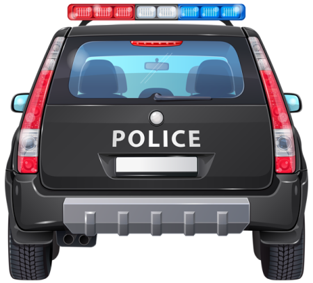 a police car with its lights on