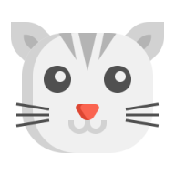 a white cat with black eyes and red nose