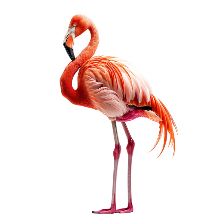 a pink flaming standing on its hinds