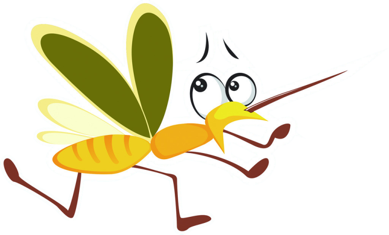 a cartoon bee running with its eyes closed