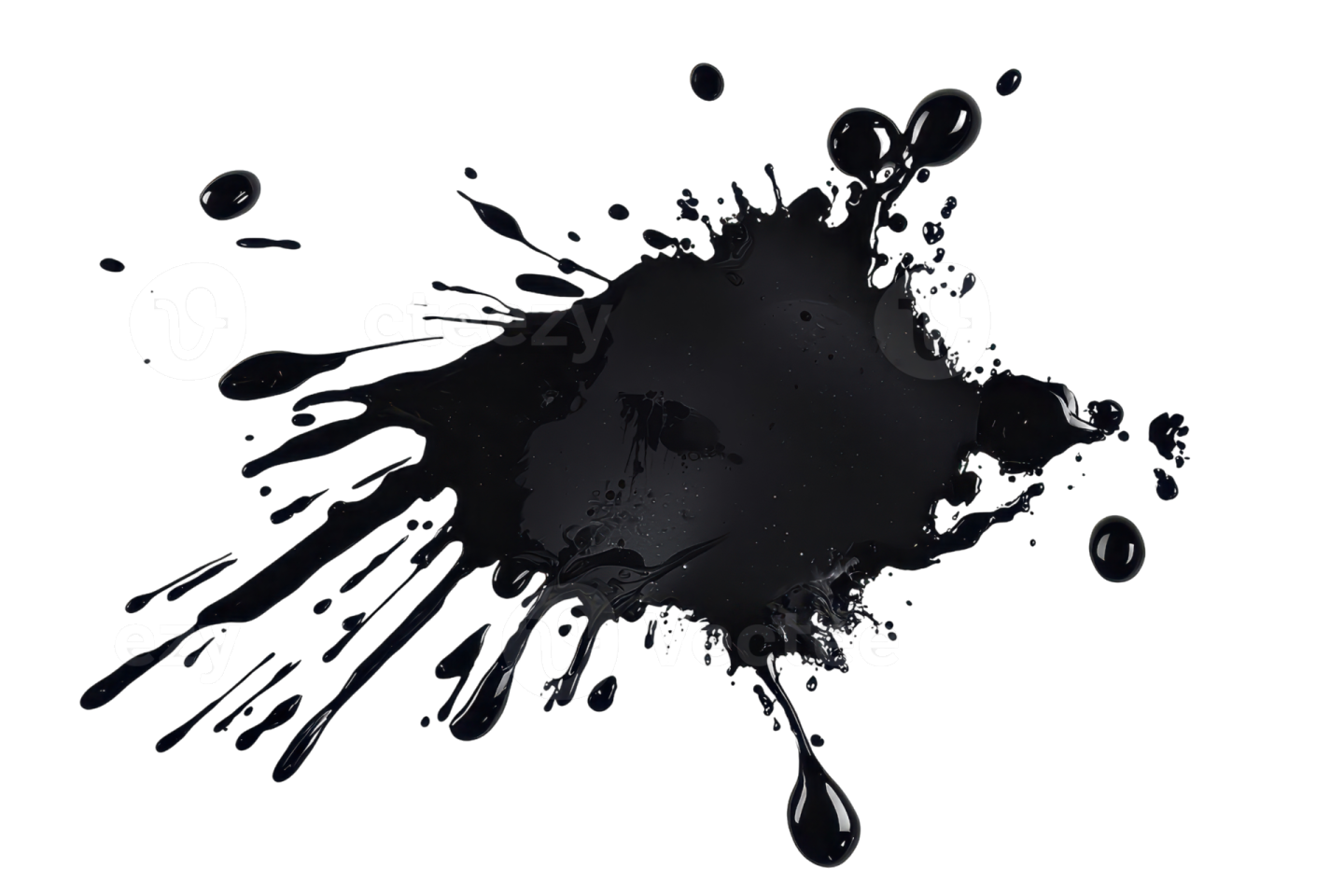 black paint splashs on white background