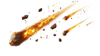 a close up of a meteor with a white background