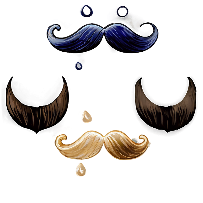 a set of three mustaches on white background