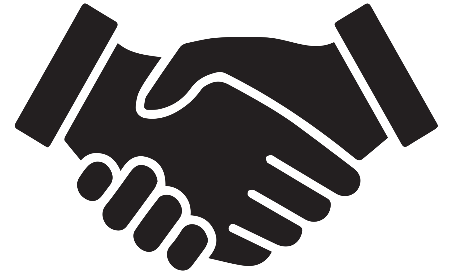 a black and white image of two hands shaking
