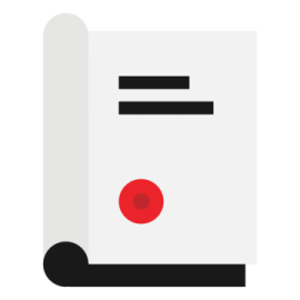 a white paper with a red dot on it