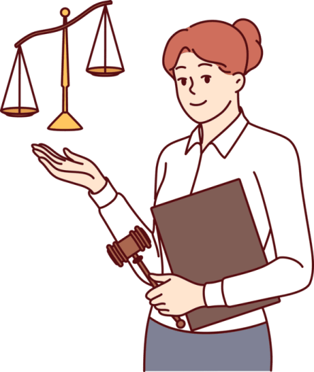 a woman holding a book and a scale scale
