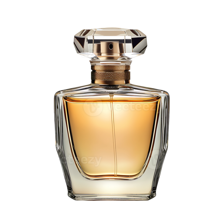 a bottle of perfume on a white background