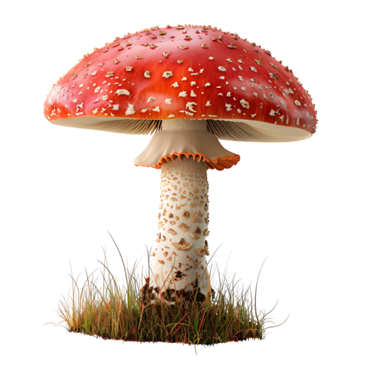 a close up of a mushroom in the grass