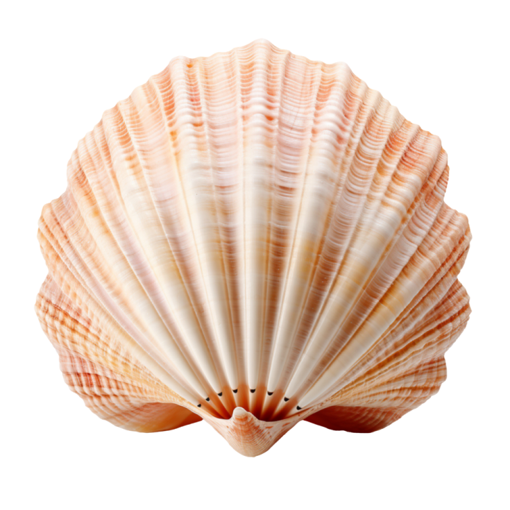 a close up of a shell on a white background