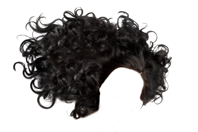 a black wig on a white background