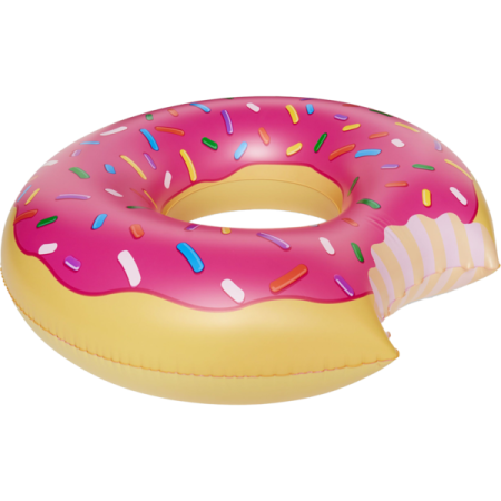 a pink donut inflatable on a white background