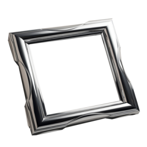 a silver picture frame on a white background