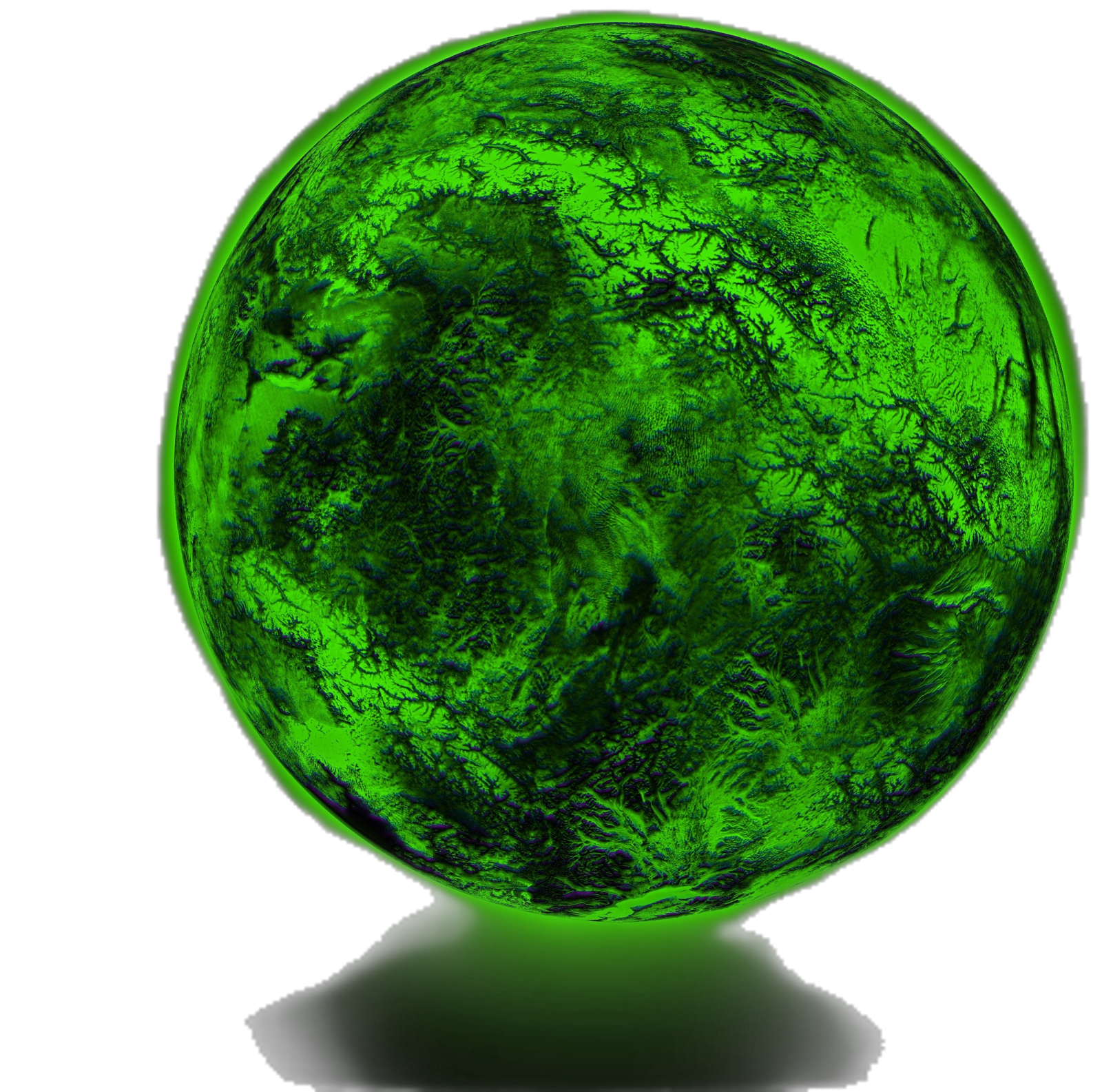 a green glass ball on a white background