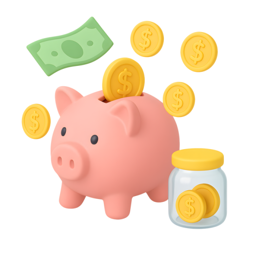 a piggy bank with coins falling out of it