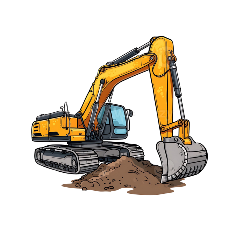 a yellow exor digger machine digging dirt