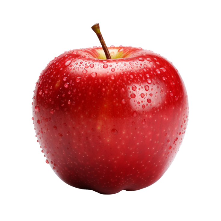a red apple with water drops on it