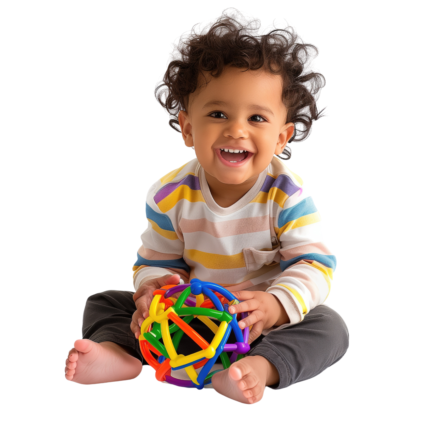 a baby sitting on the floor playing with a toy