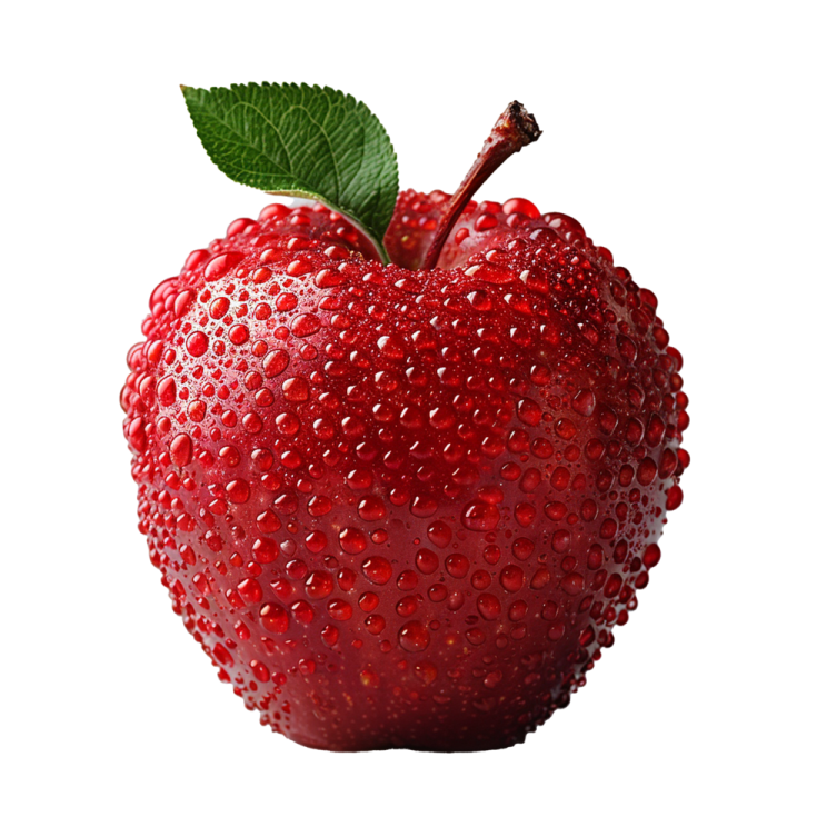a red apple with water droplets on it