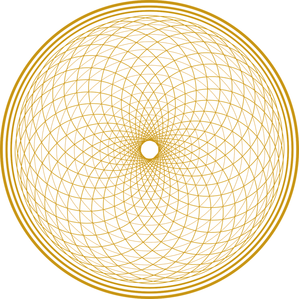 a golden flower of life in a circle