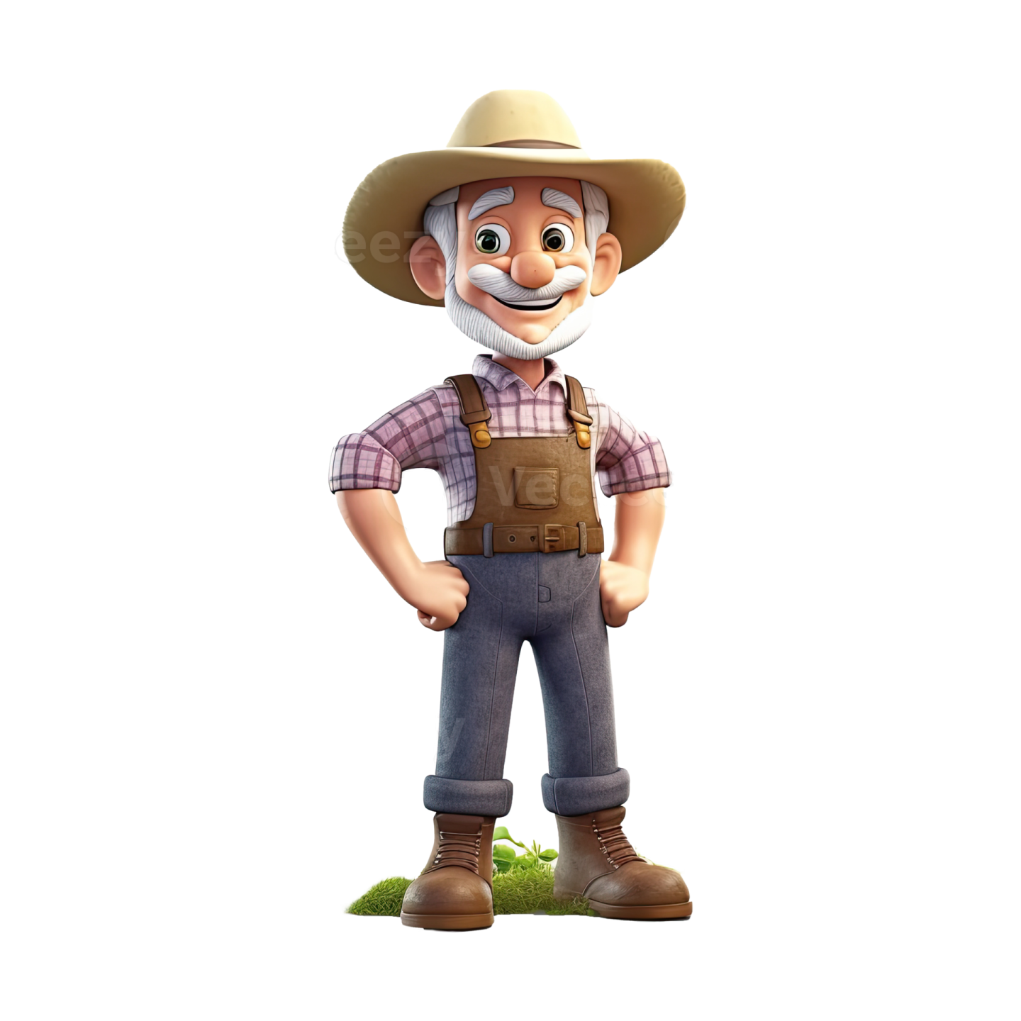 a cartoon character wearing a hat and overalls