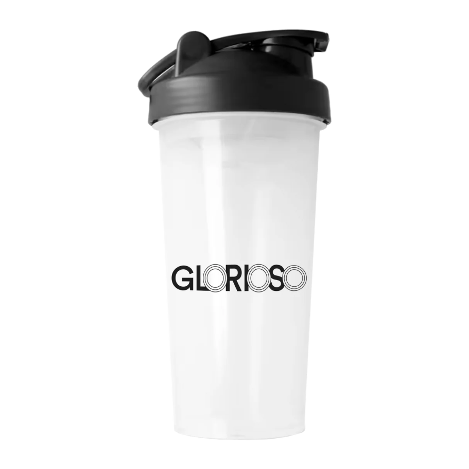 a white and black shaker with the word gloo on it