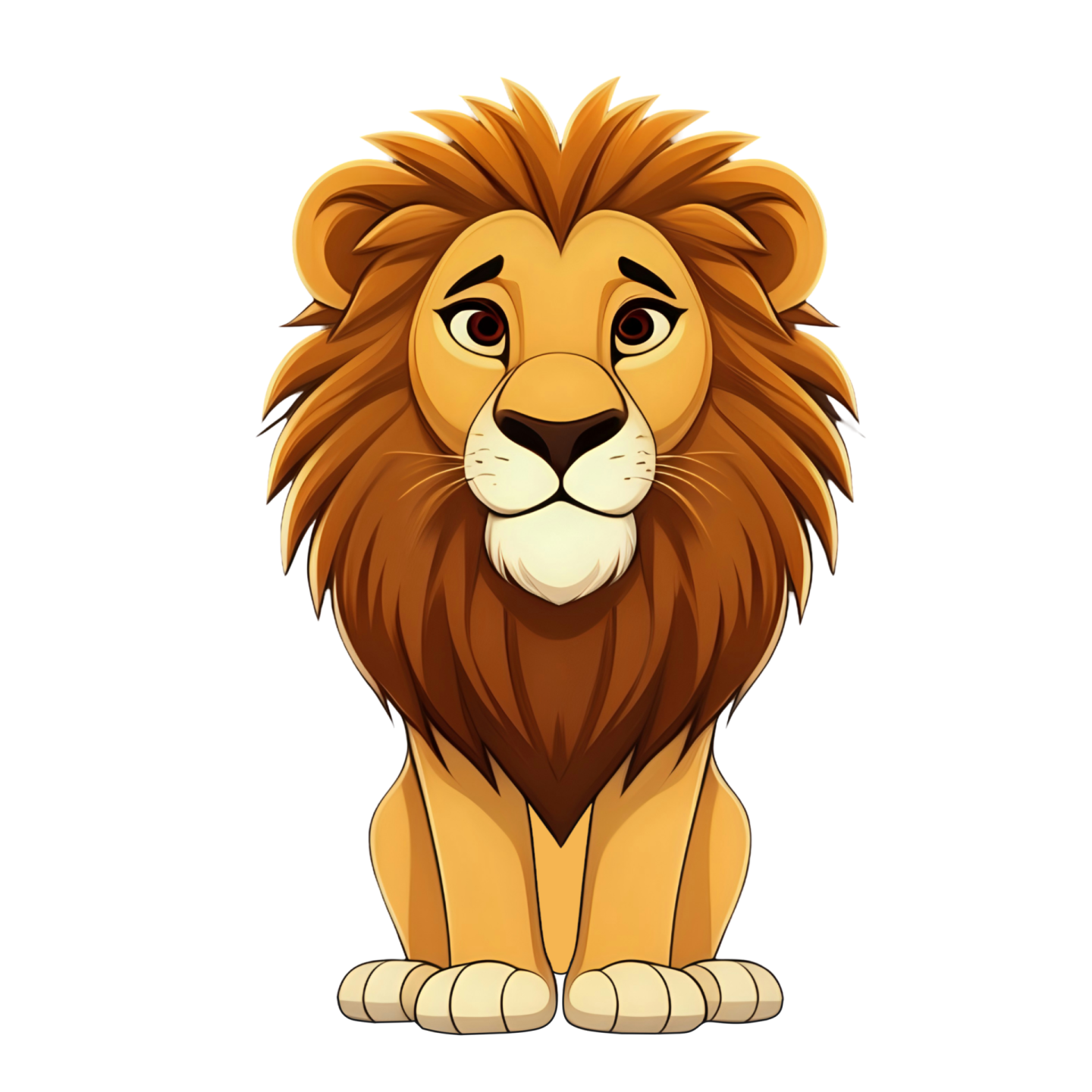 a cartoon lion sitting on the ground