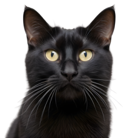 a black cat with yellow eyes