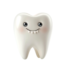 a tooth with a smile on it